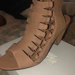 Tan Strap Up Heels